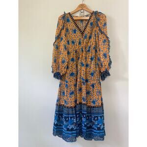 Ulla Johnson Romilly Marigold Silk Midi Dress Size 8 (No Sash/ Belt)